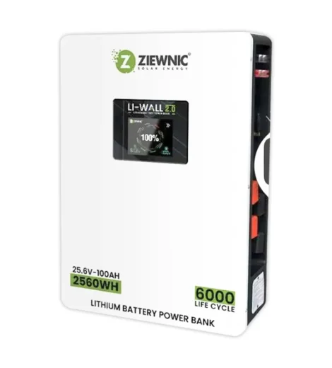 ZIEWNIC Li-WALL 2.0 | 25.6V 100Ah Lithium Battery | Wall-Mount Solar Storage